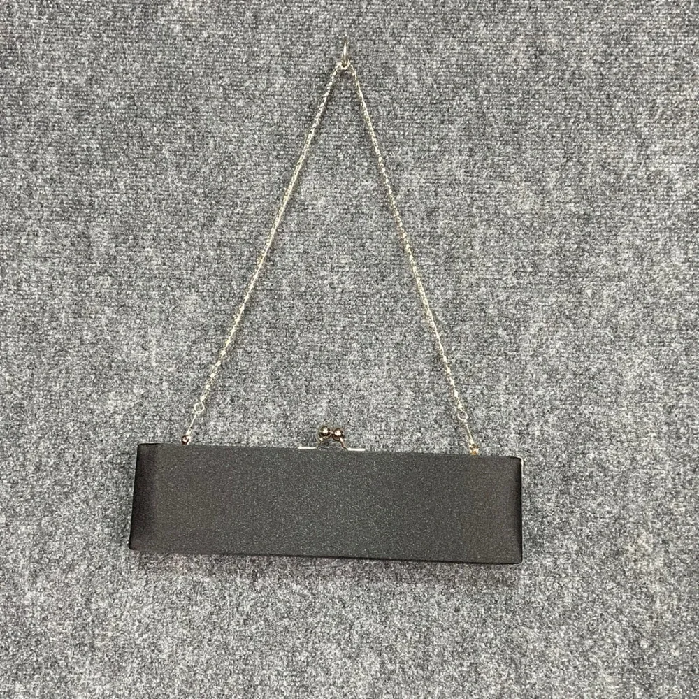 Bijoux Terner Elegant Black Evening Clutch Purse Silver Chain Strap‎ Formal